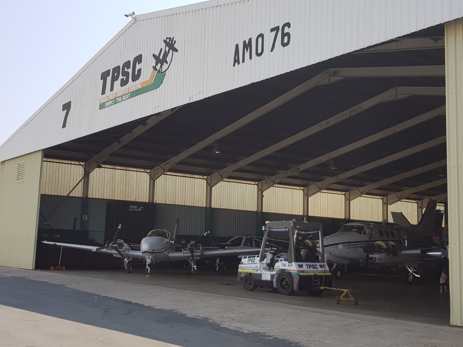 TPSC hangar at Lanseria with AMO 76 signage